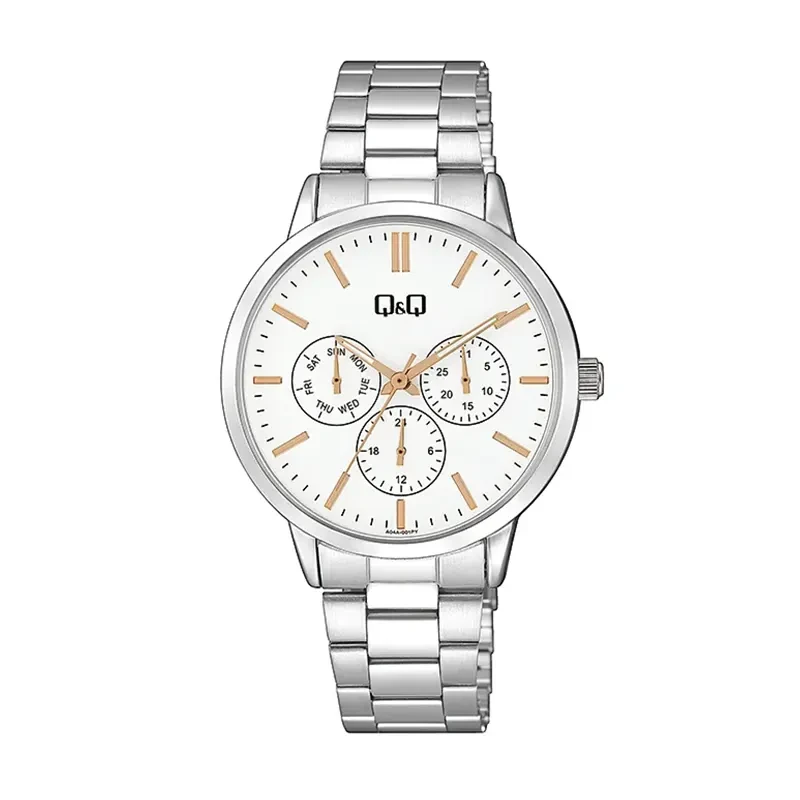 Q&Q Chronograph White Dial Silver-tone Ladies Watch- A04A-001PY
